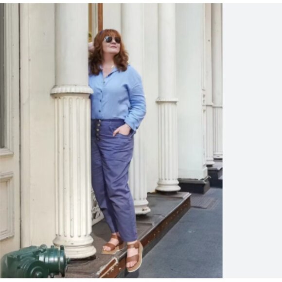 NWT Lintico Simple Button Fly Pants Heidi Linen Lagenlook - Picture 2 of 10